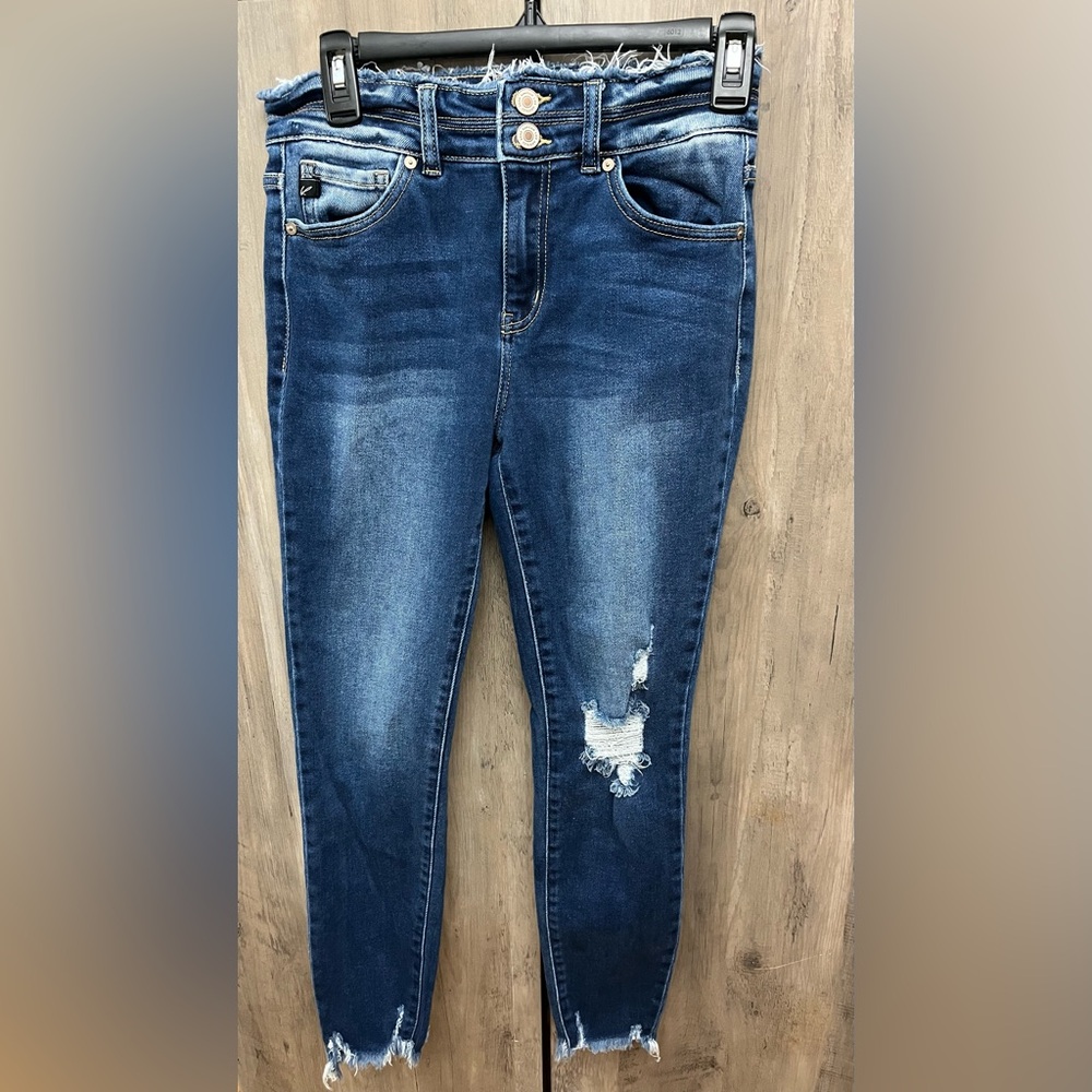 KanCan Dark Blue Skinny Jeans with Distressed Detail